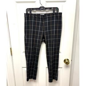 J. Jill Black Pants, White Brown Plaid, Premium Stretch, Crop,Women's Size 10P
